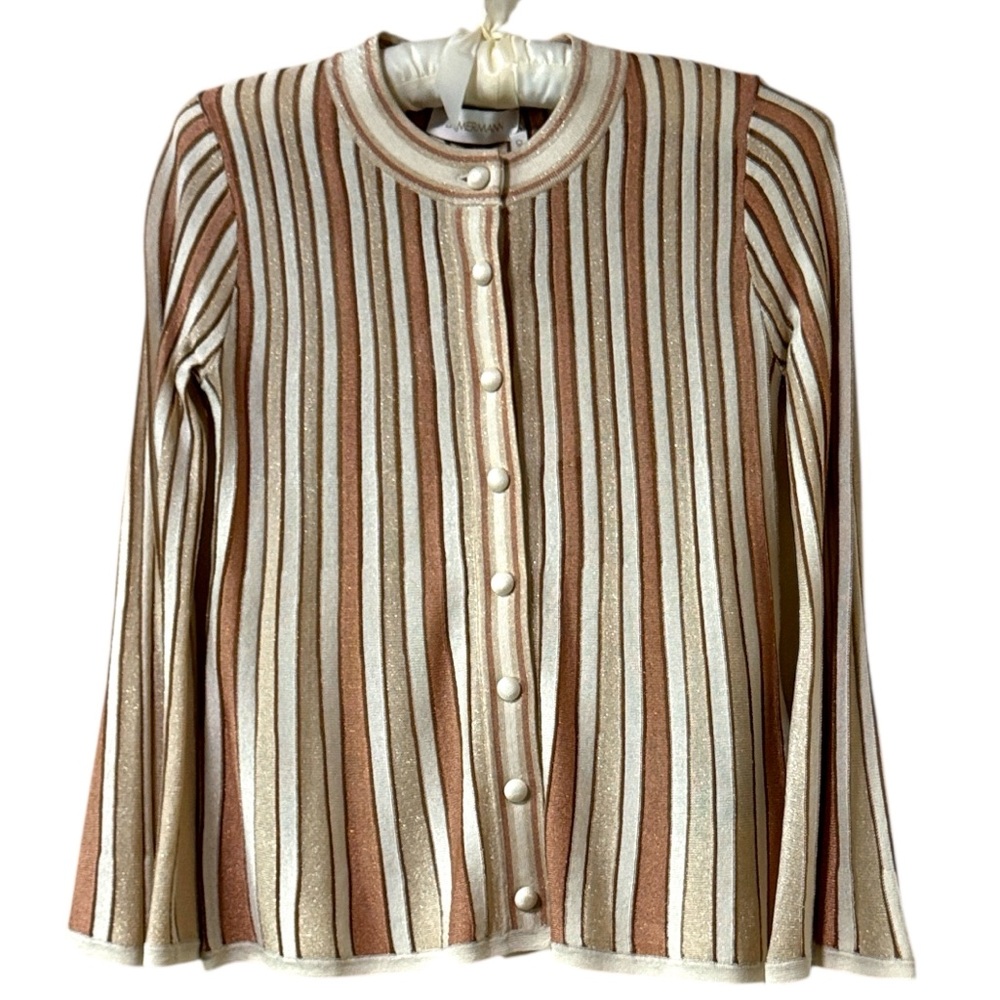 Zimmermann Crush Metallic Stripe Button-Up Cardigan Size 2P US